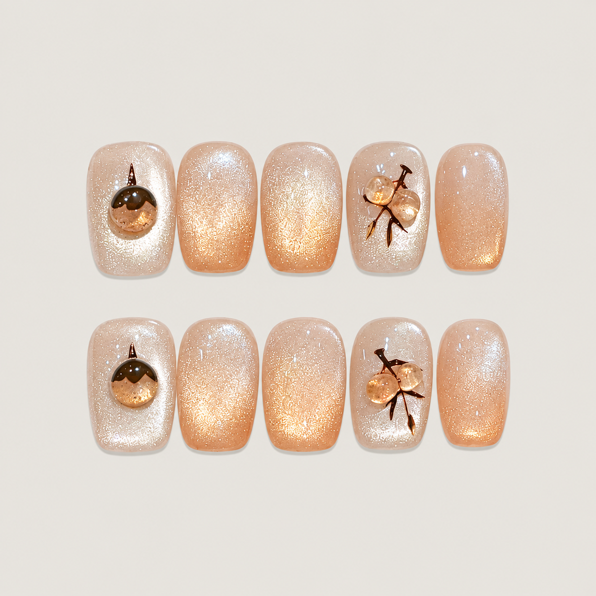 Golden Autumn Persimmon Press-On Nails