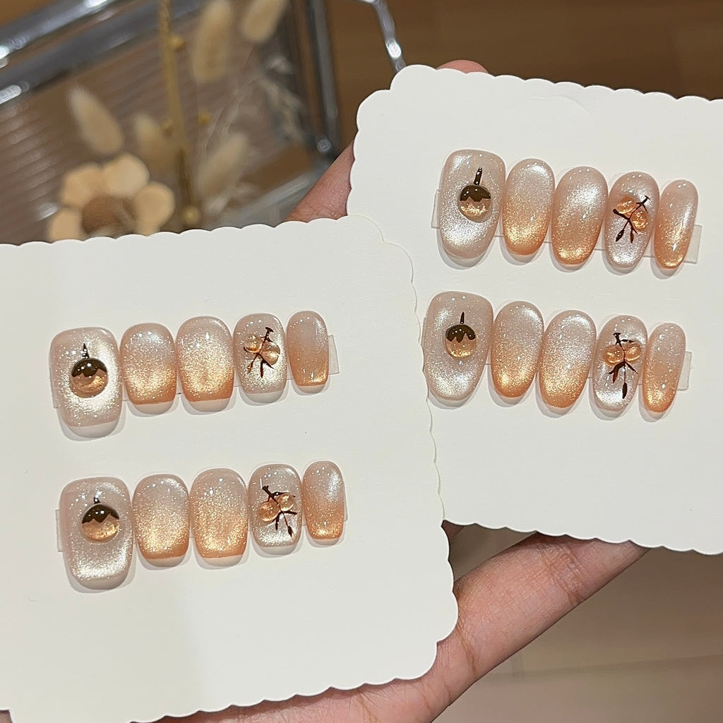 Golden Autumn Persimmon Press-On Nails — original product photo 1