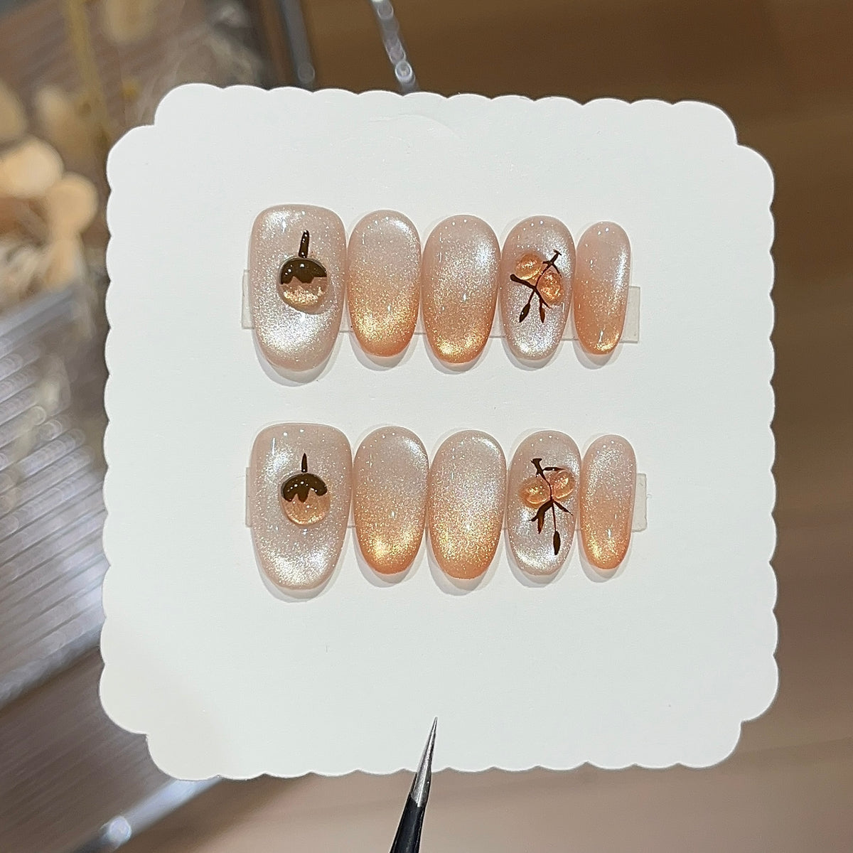 Golden Autumn Persimmon Press-On Nails — original product photo 2