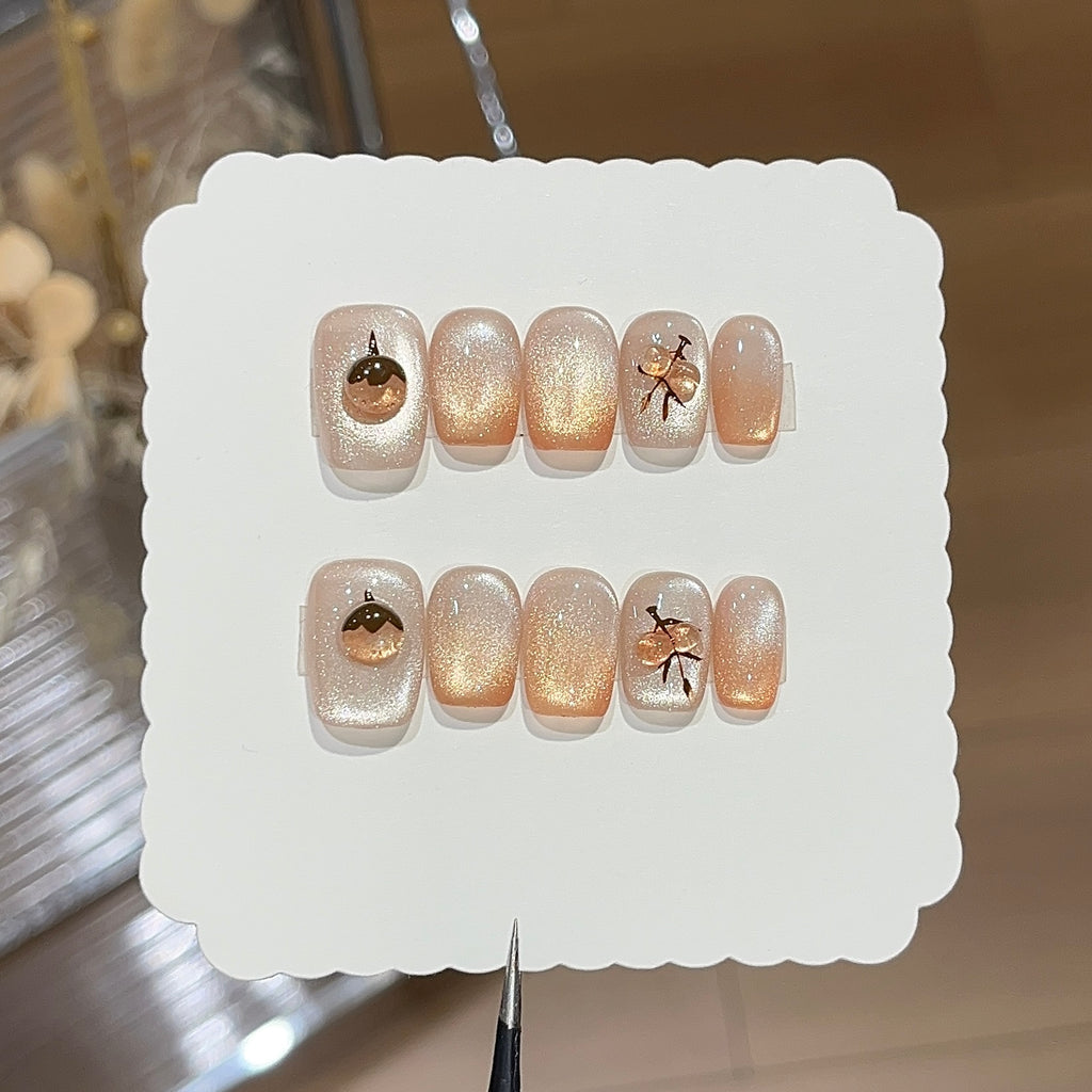 Golden Autumn Persimmon Press-On Nails — original product photo 3