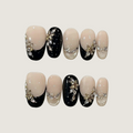 Black Gold Floral Press-On Nails