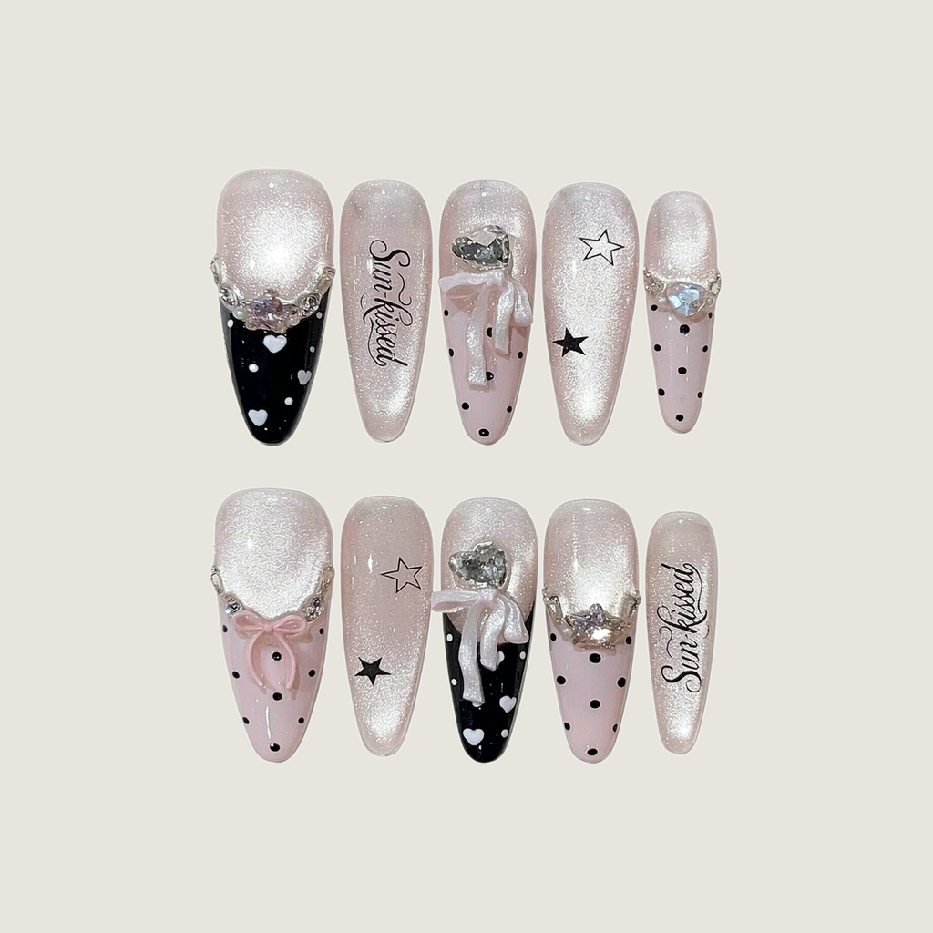Black & Pink Ballet Press-On Nails