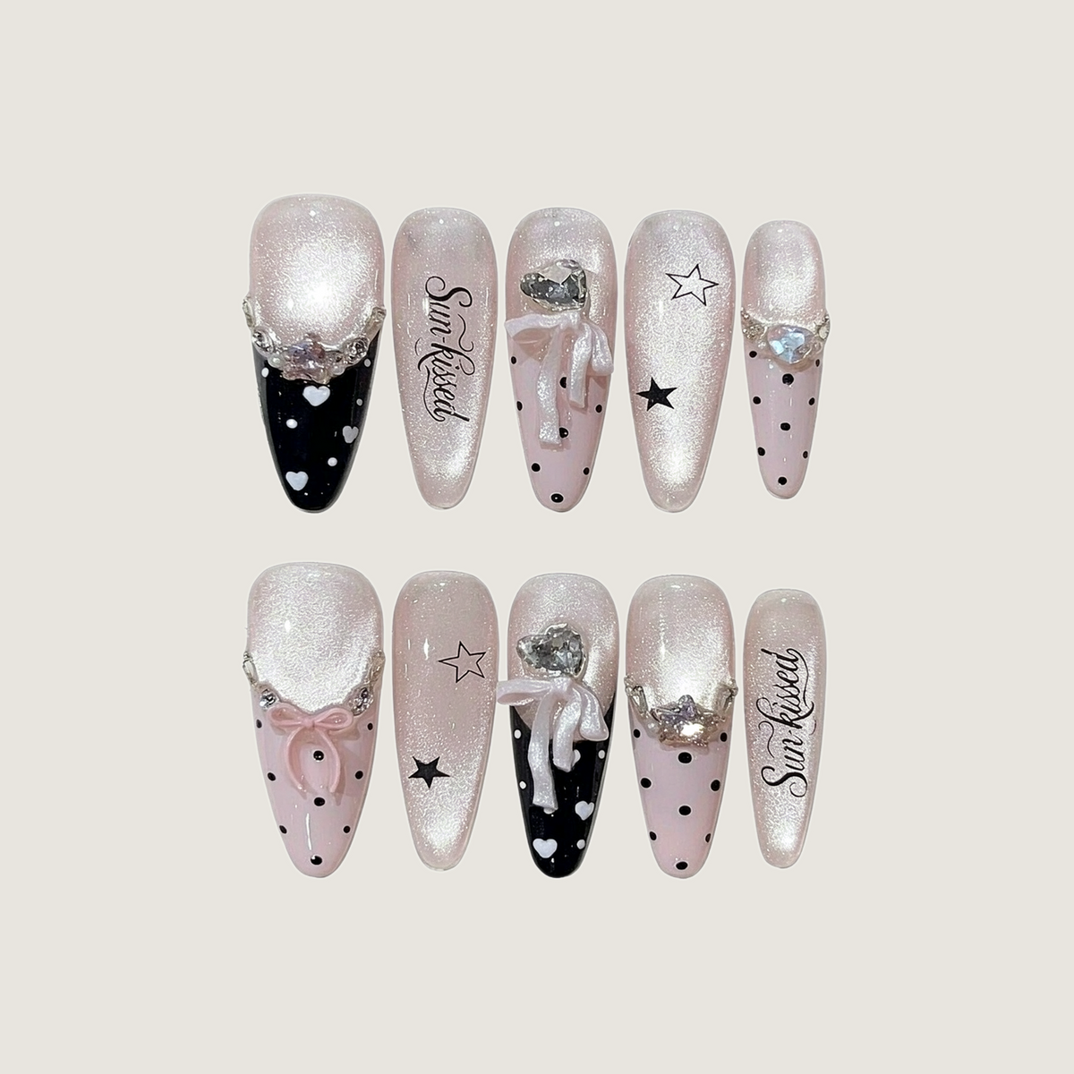 Black & Pink Ballet Press-On Nails