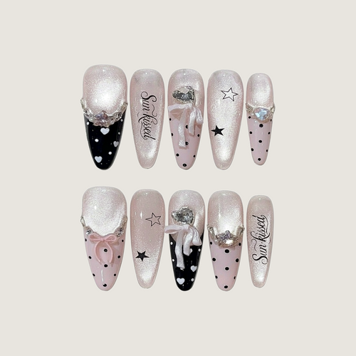 Black & Pink Ballet Press-On Nails