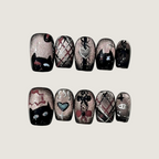 Black & Pink Meow Press-On Nails