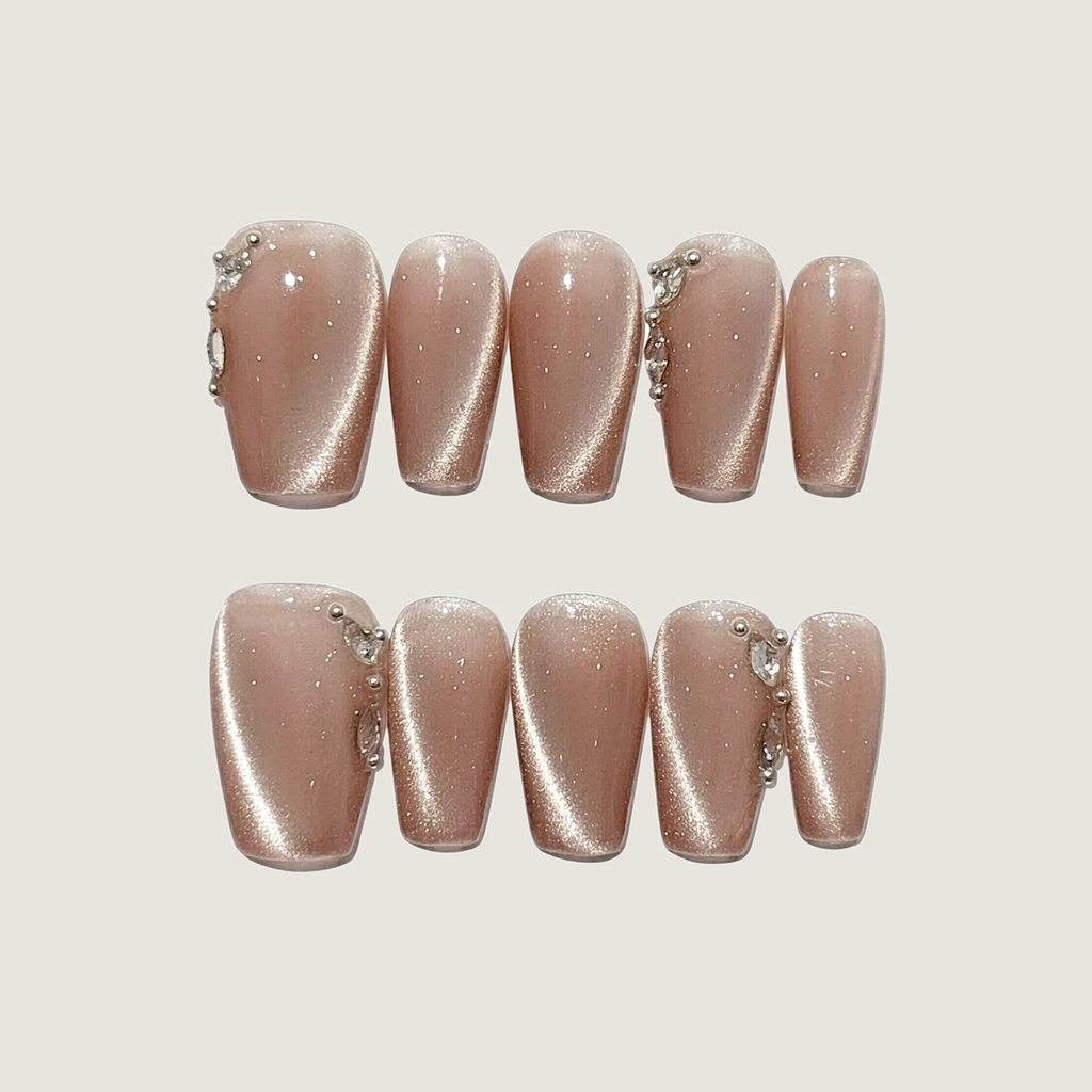 Glass Bead Cat Eye Press-On Nails