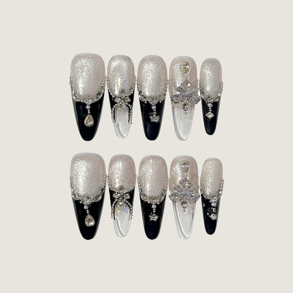 Midnight Star & Butterfly Press-On Nails