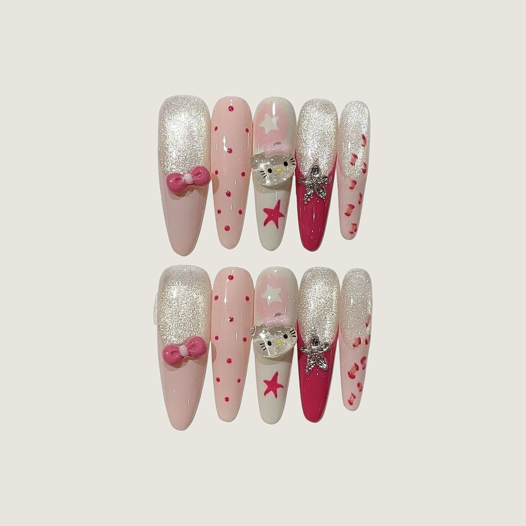 Pink Flame Sweetheart Press-On Nails